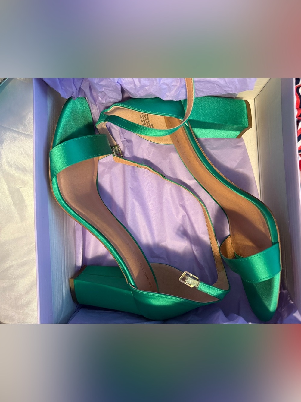 Madden Girl Emerald Green Satin Block Heel Sandals